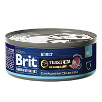Brit Premium by Nature Консервы с мясом телятины со сливками для взрослых кошек, 100 гр