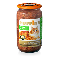 PUFFINS Кролик и гусь кусочки в паштете для кошек, 650 гр
